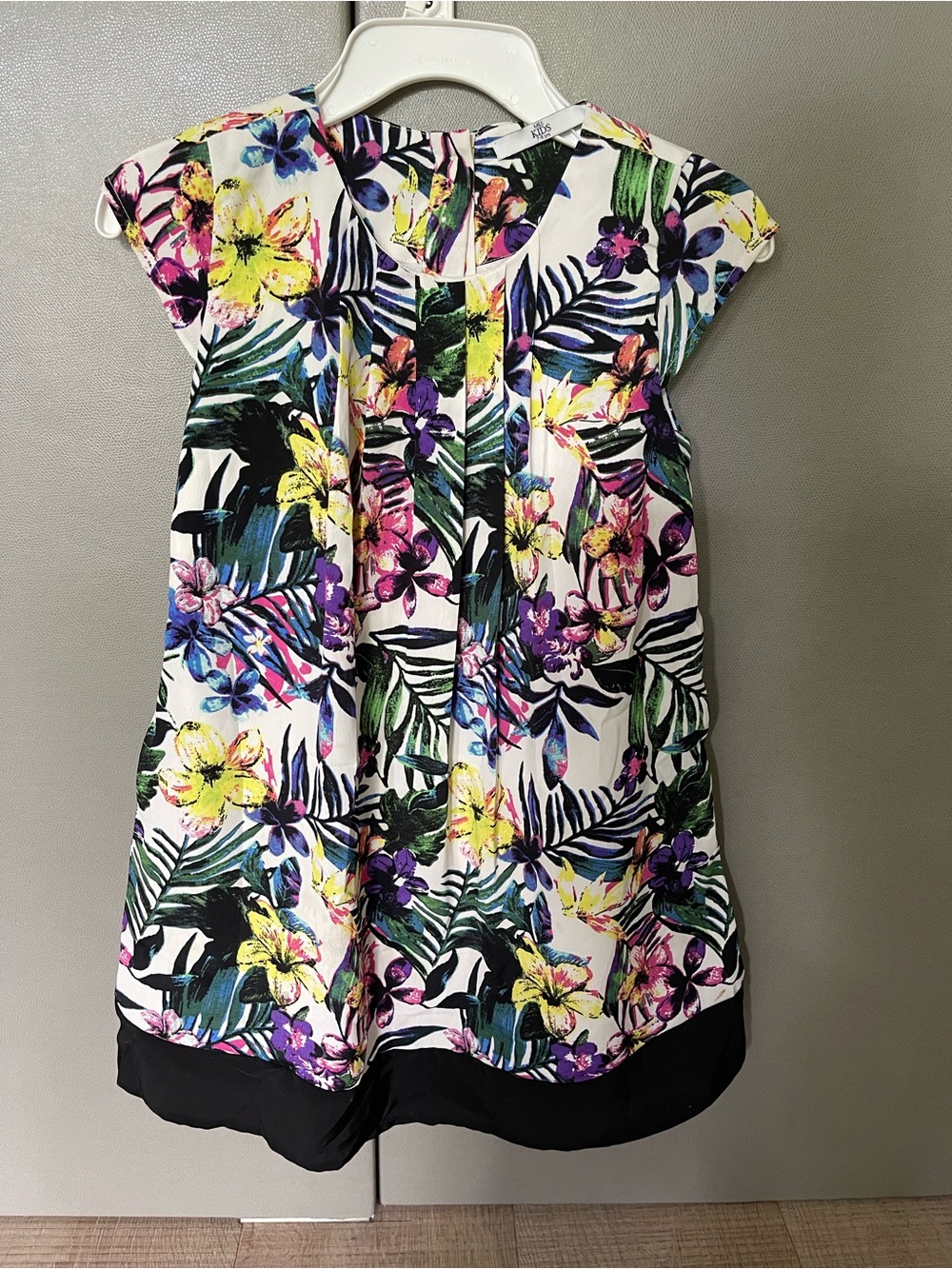 Girls Tropical Floral Pleated Dress 7-8Y